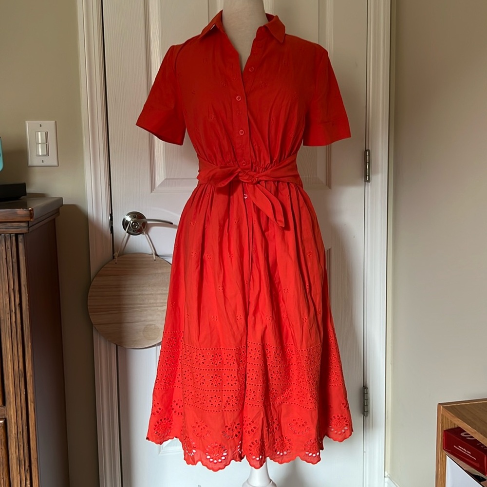 NWT eyelet tie waist shirt dress